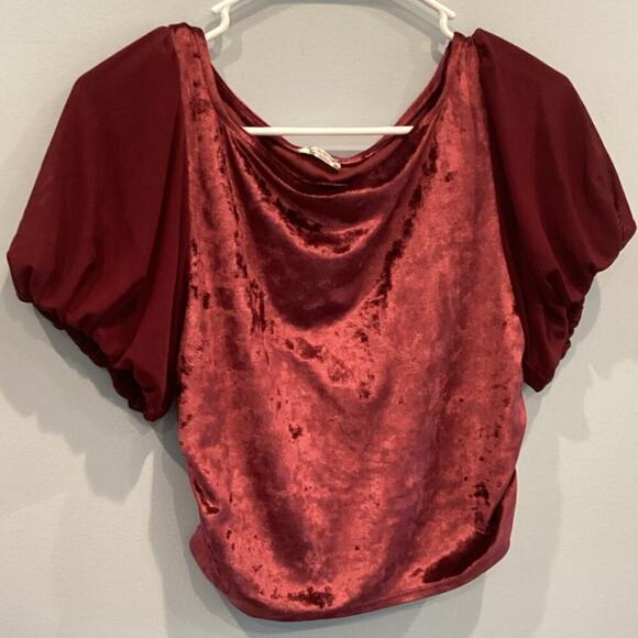 Free People Womens Velvet Crop Top Size M Midnight Mood Red Burgundy Whimsigoth - Picture 4 of 13